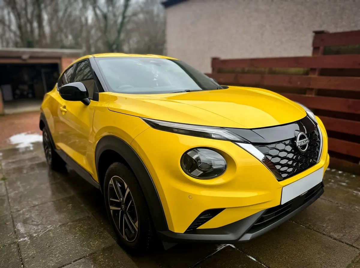 Yellow car detailing front finish